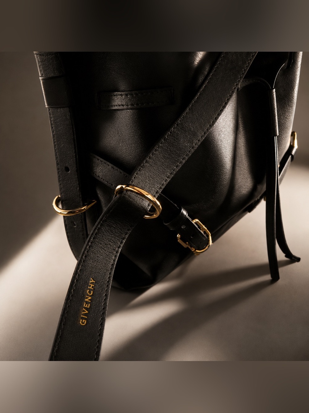 SOLD  Givenchy Small Voyou Bucket Bag Black Shiny Calfskin Leather Gold Hardware - Picture 8 of 17